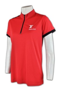 P427 短袖polo恤訂造  diy polo shirt  半胸拉鏈 polo shirt製造商  吸濕排汗polo衫    大紅色